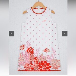 White and Pink Floral Sleeveless Dress